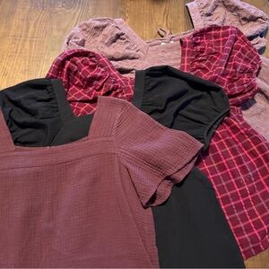 Madewell lot of 4 fall square neck short sleeve tops XS